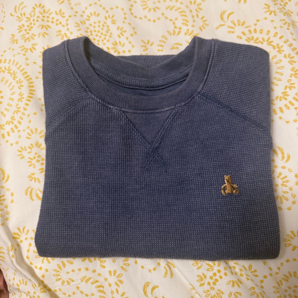 NEW Gap Kids Textured Raglan Long Sleeve Shirt | Blue | Bear Patch | Size 5 - Picture 2 of 5